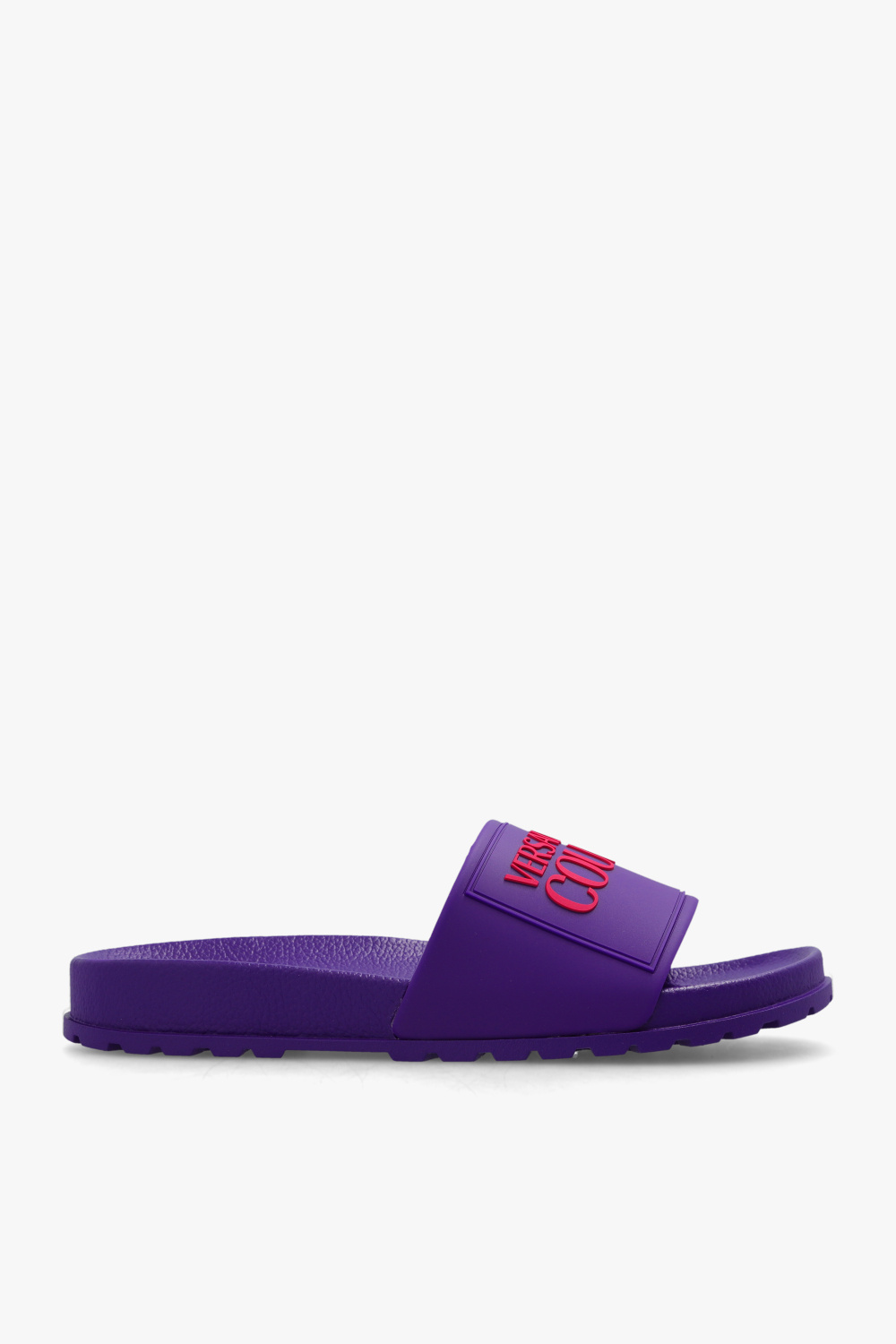 Purple Slides with logo Versace Jeans Couture